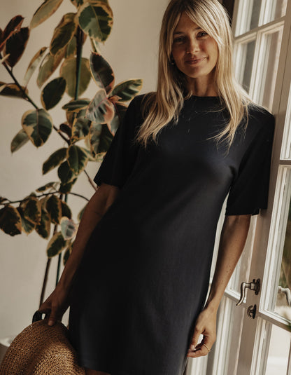 Normal Jersey T-Shirt Dress in Washed Black L