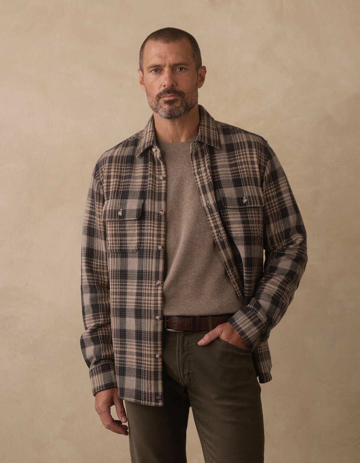 Mountain Textured Overshirt in Asphalt Plaid