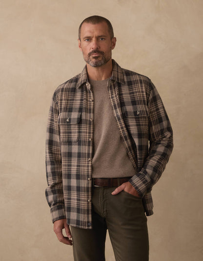 Mountain Textured Overshirt in Asphalt Plaid