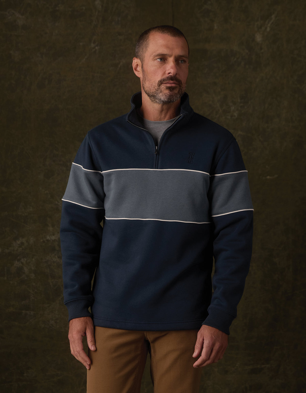 Normal Fleece Retro Quarterzip in Waterloo/Shale Blue