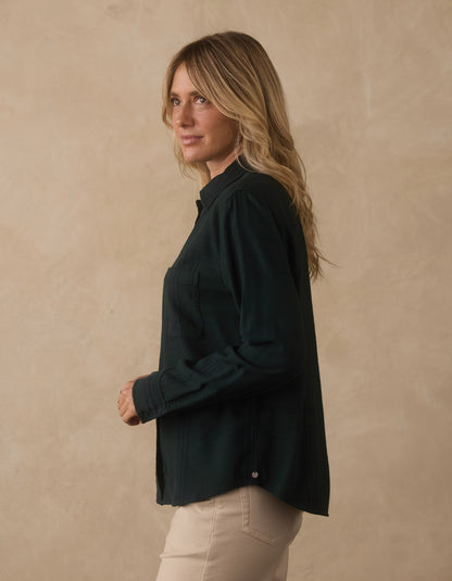 Softloom Flannel Button Up in Emerald Plaid