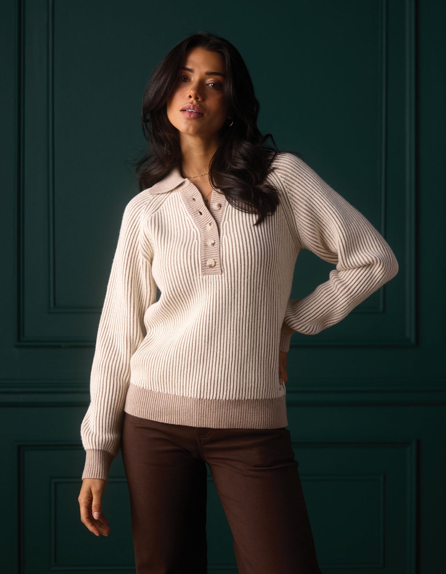 Diana Sweater in Ivory/Taupe