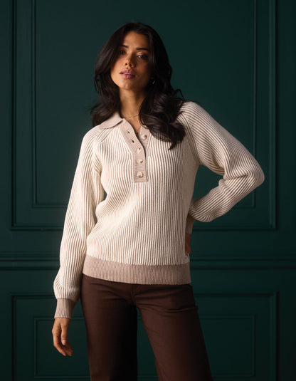 Diana Sweater in Ivory/Taupe
