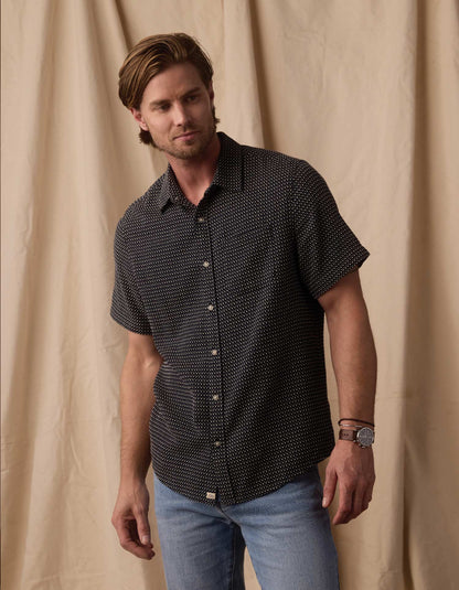Freshwater Short Sleeve Button Up Shirt in Ren Crosshatch