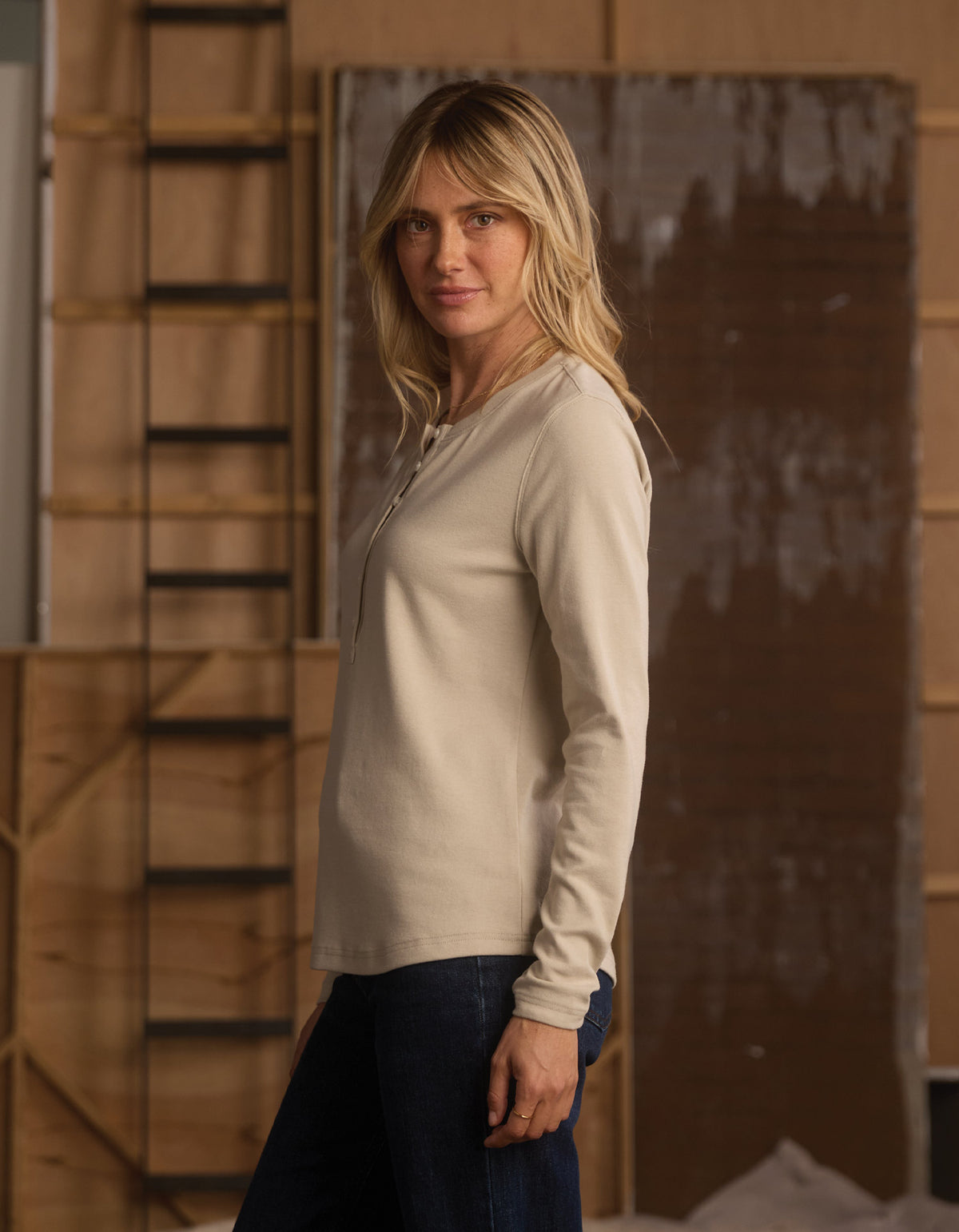 Women's Puremeso Henley in Pumice