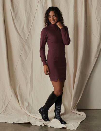 Puremeso Mock Neck Dress in Wine