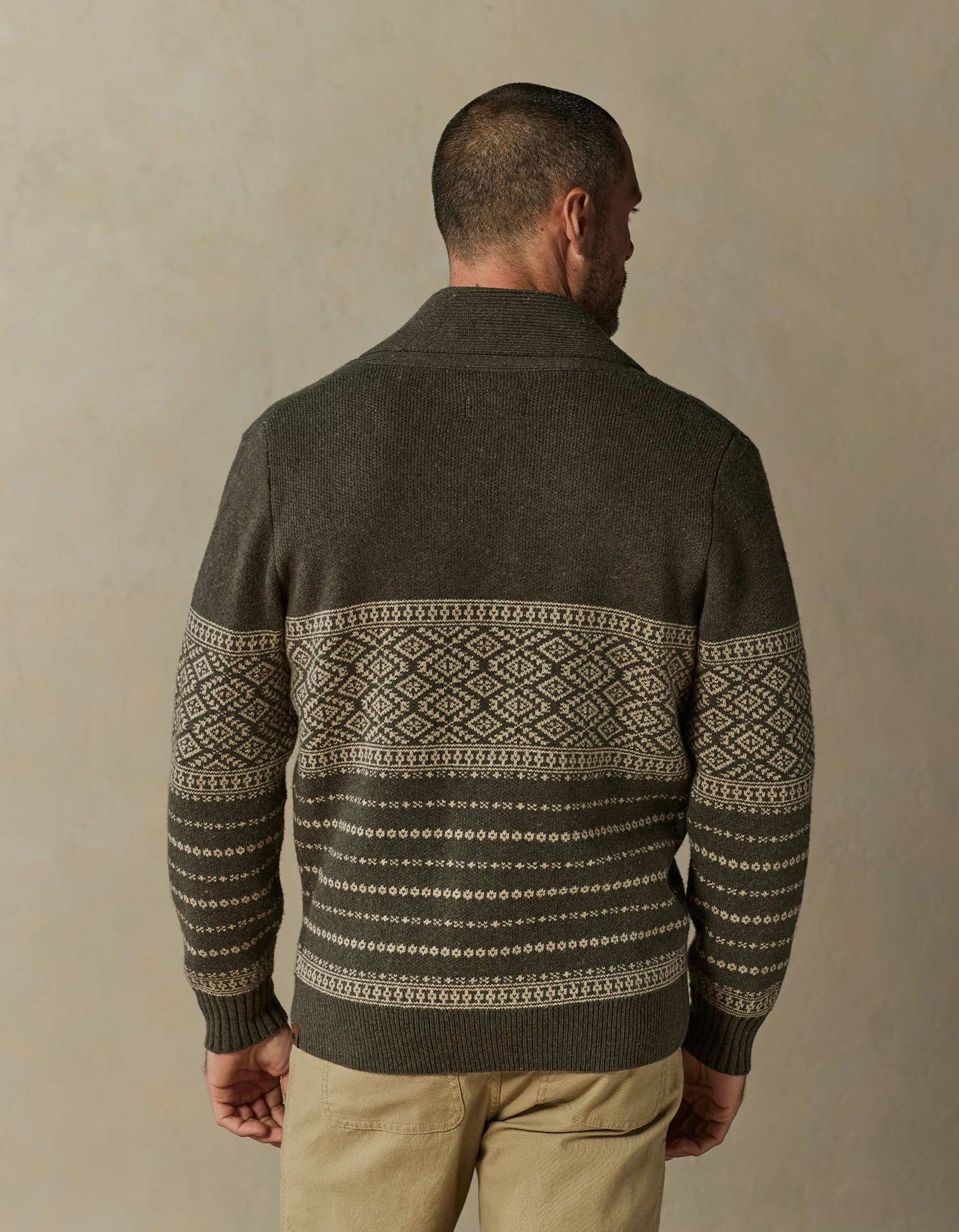 Fair Isle Cardigan in Olive