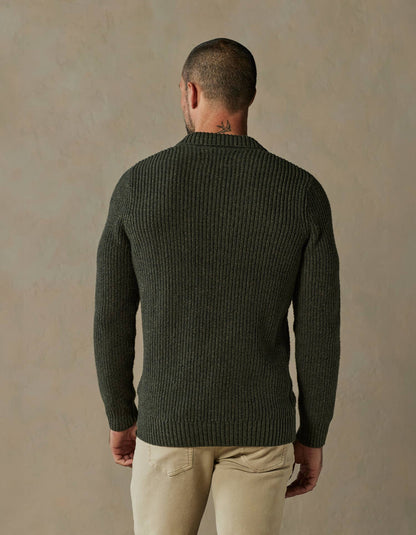 Marled Polo Sweater in Olive