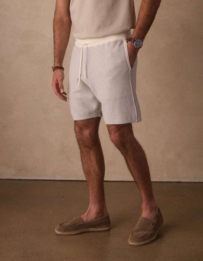 Robles Birdseye Knit Short in Cream/Grey