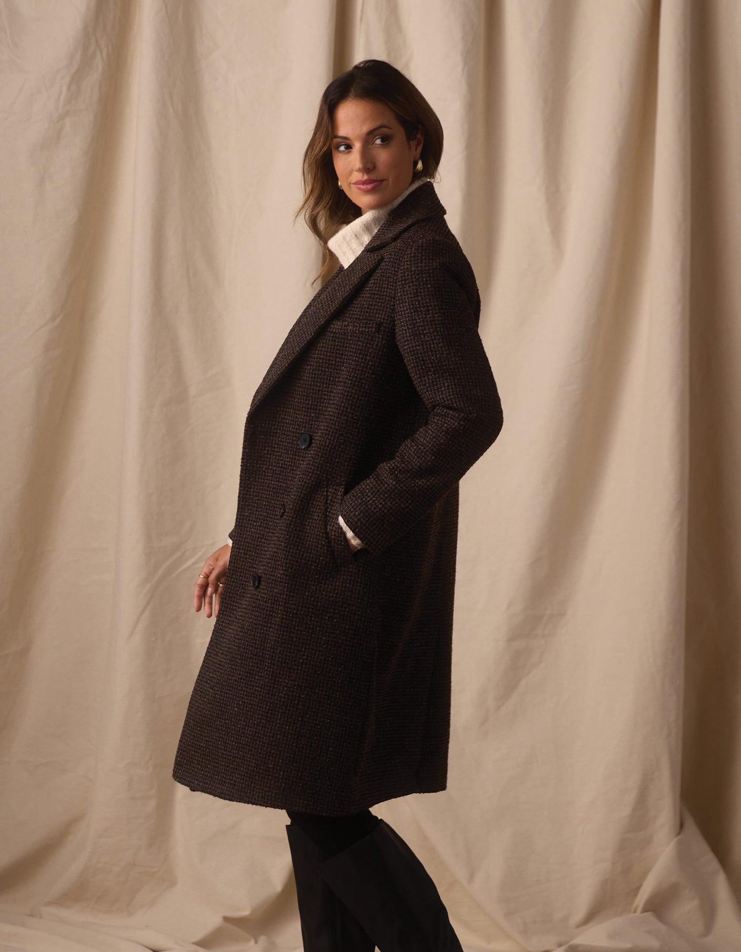 Pop Coat in Coffee Plaid