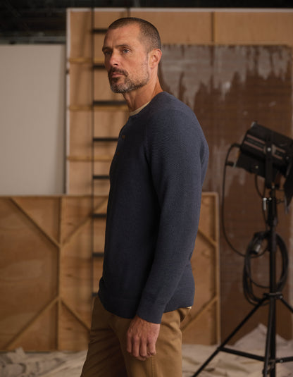 COOLMAX® Textured Sweater Henley in Waterloo
