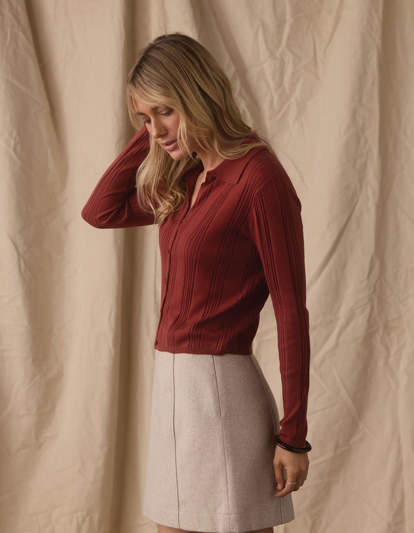 Ravello Knit Button Up in Cocoa