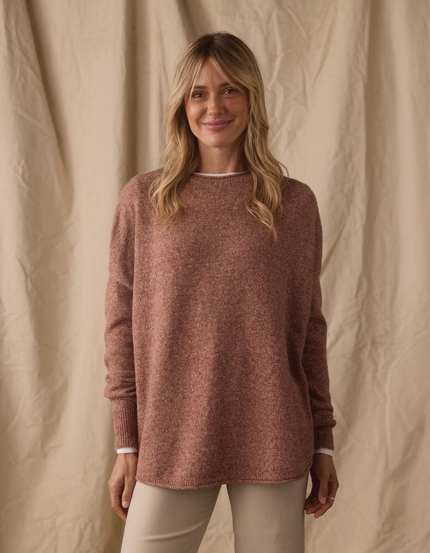 Marianna Crewneck Sweater in Mineral Red
