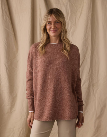 Marianna Crewneck Sweater in Mineral Red