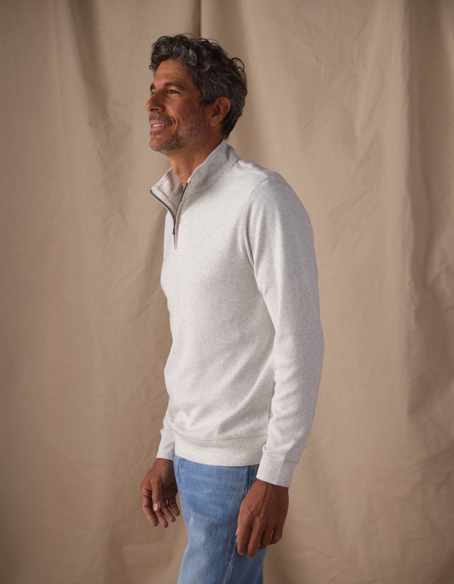 Puremeso Weekend Quarter Zip in Stone