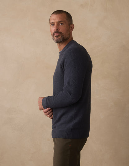COOLMAX® Textured Crewneck Sweater in Waterloo