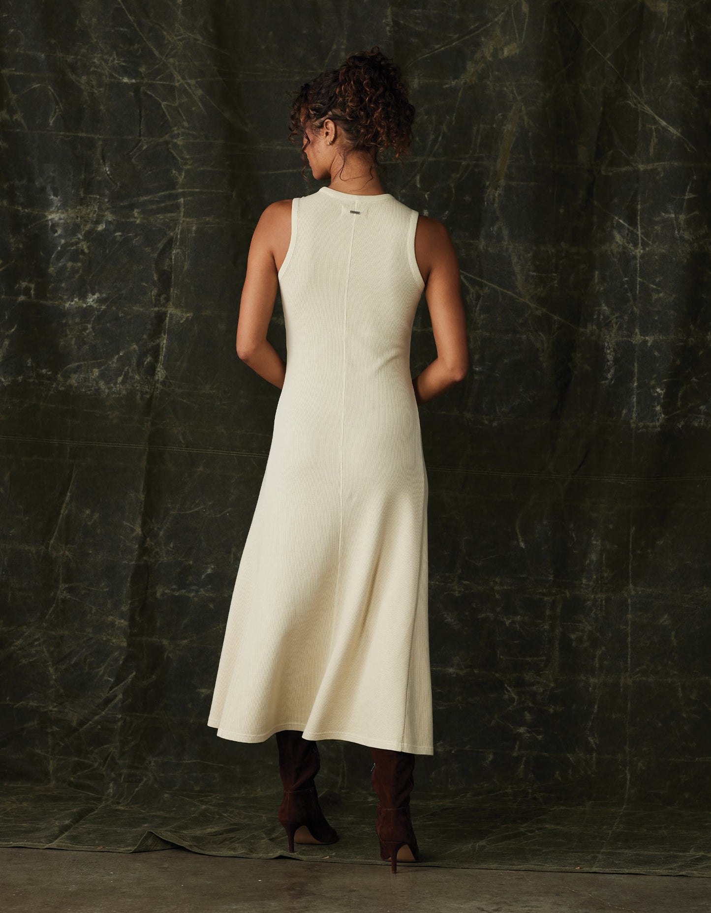 Vintage Thermal Midi Dress in Oat