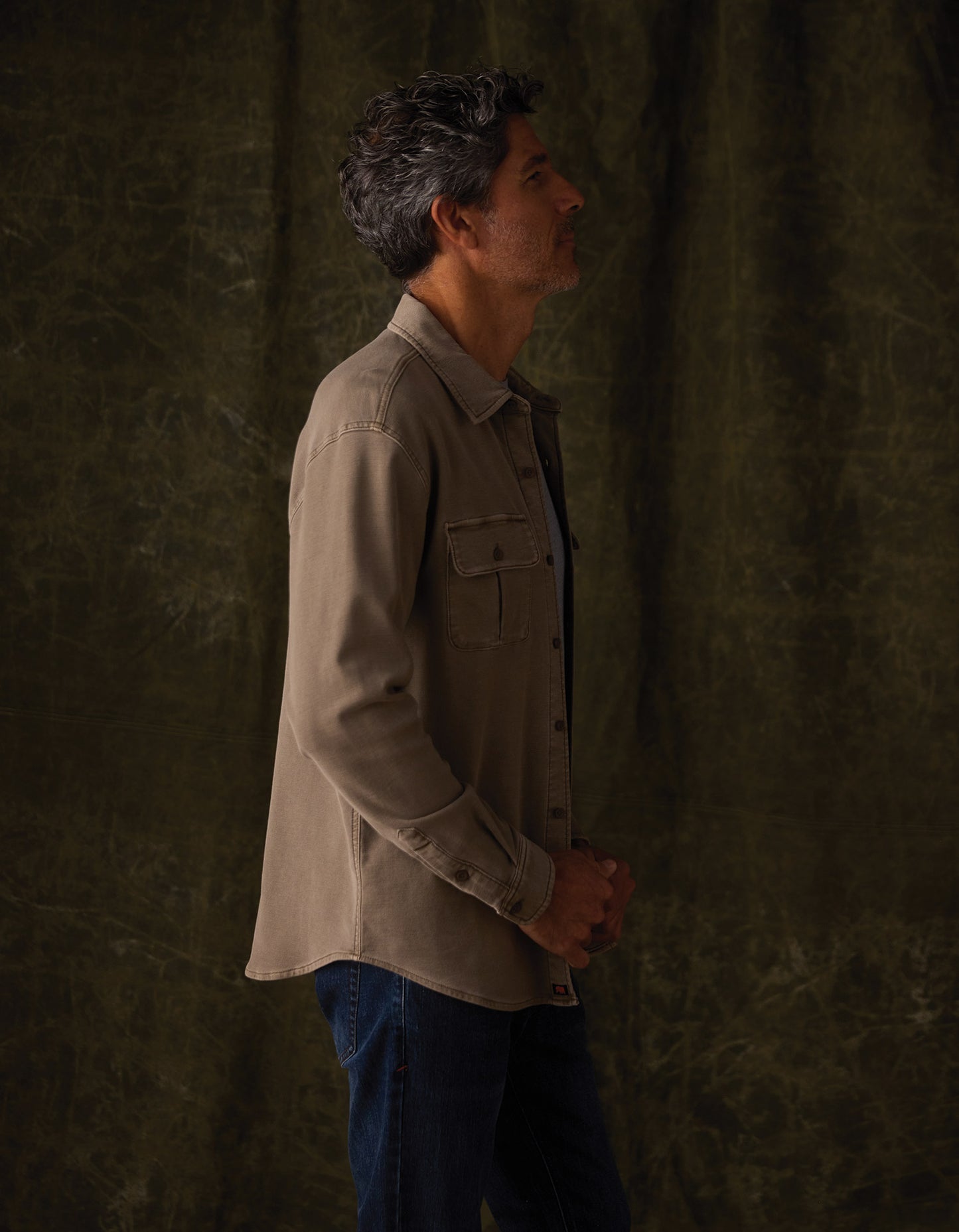 Comfort Terry Shirt Jacket in Taupe