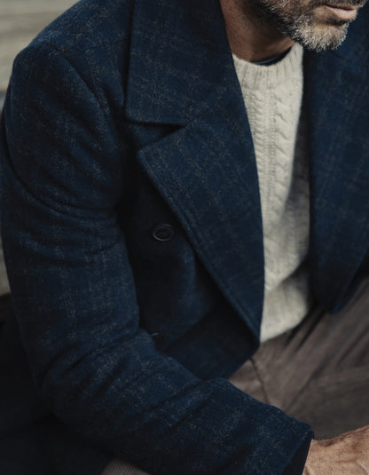 Lan Jacket in Navy Plaid