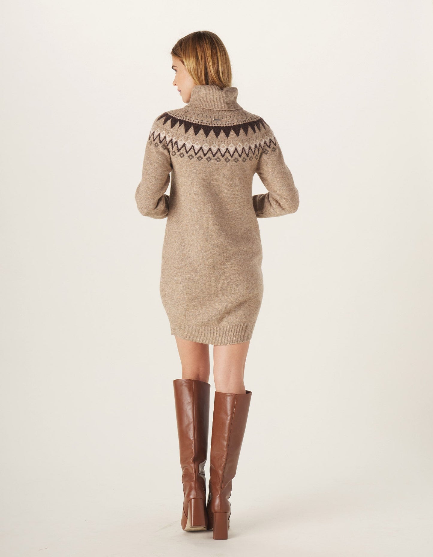 Arvada Fair Isle Sweater Dress in Oatmeal