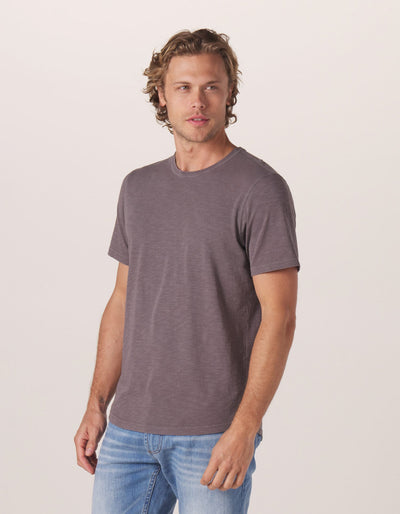 Legacy Jersey Perfect Tee in Steel On Model from Side