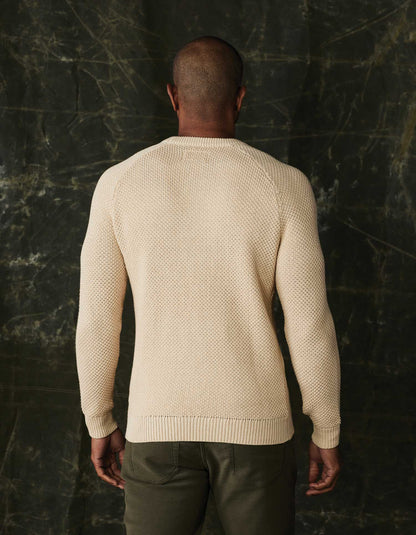 Moss Stitch Crew in Tan