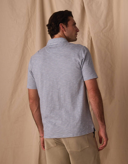 Vintage Slub Pocket Polo in Blue Stripe
