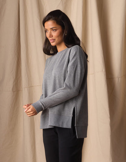 Fleece Puremeso Splitside Pullover in Heather Grey
