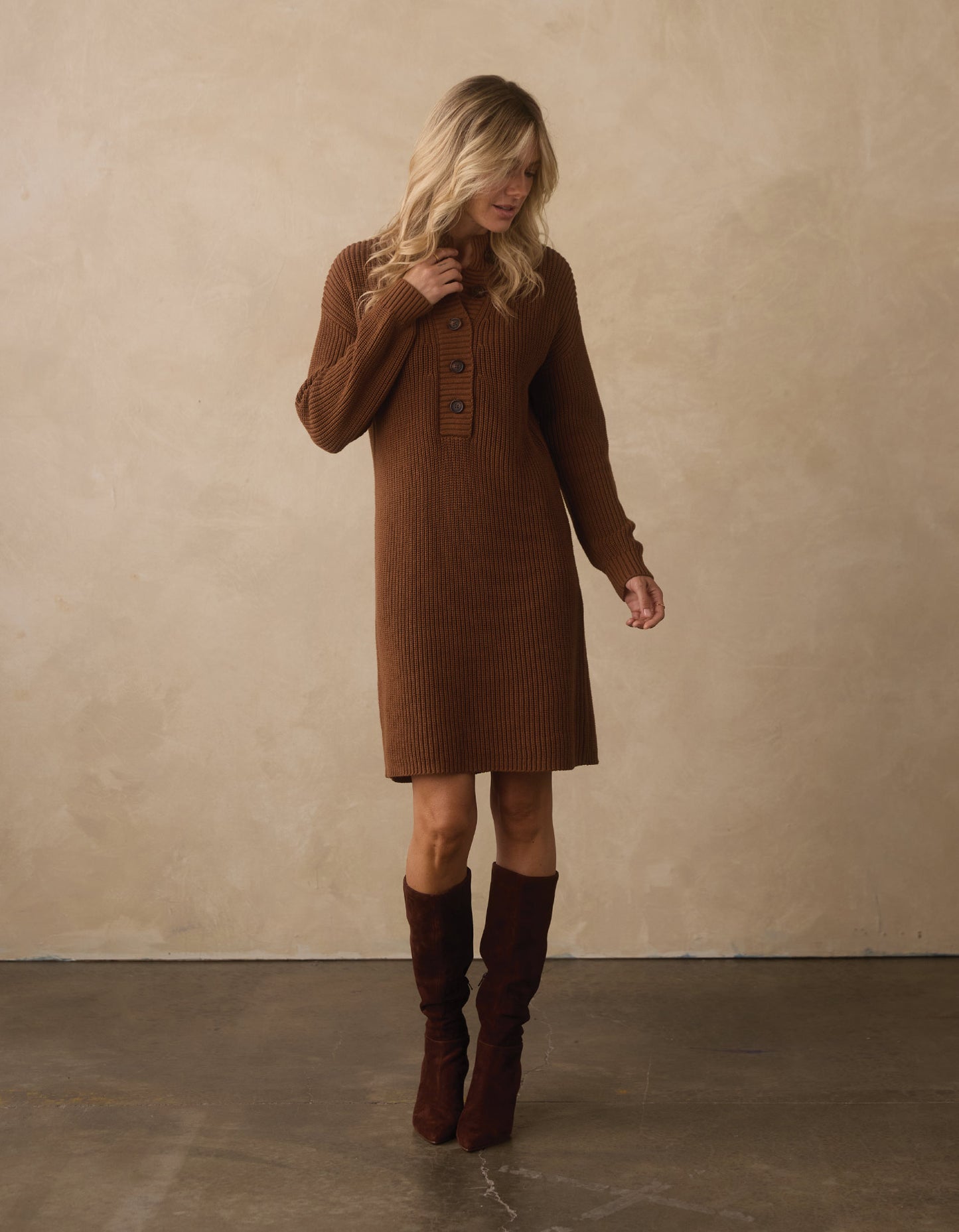 Lynn Sweater Dress  in Hickory