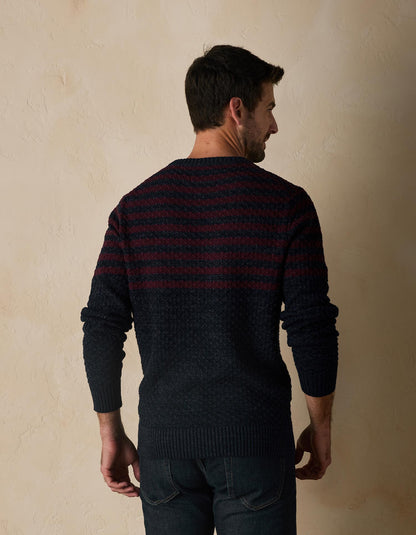 Pique Stitch Crew in Navy-Oxblood