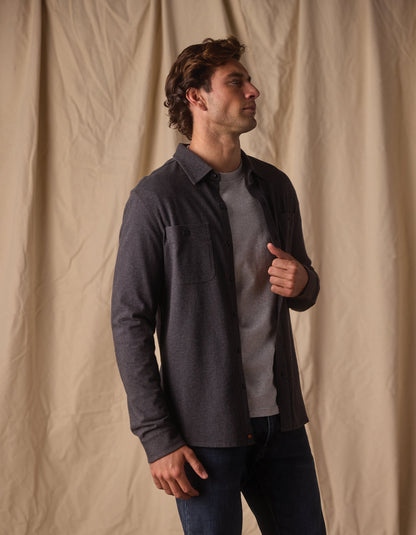 Lennox Jersey Button Up in Heather Charcoal