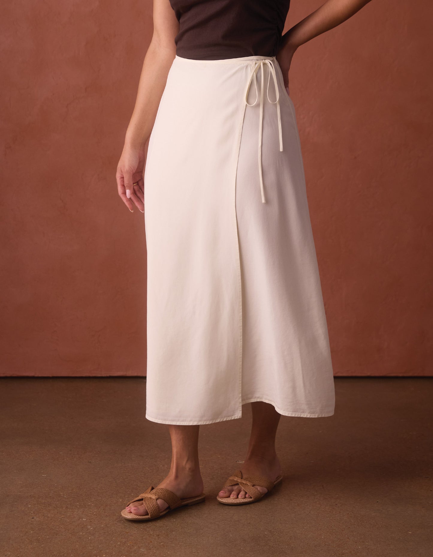 Sueded Costa Wrap Skirt in Ivory