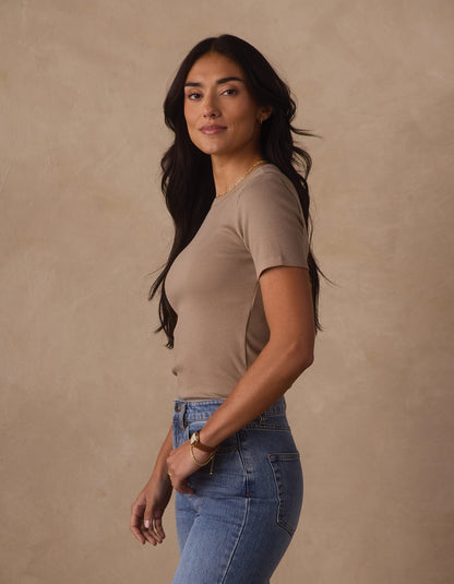 Normal Rib Tee in Fawn