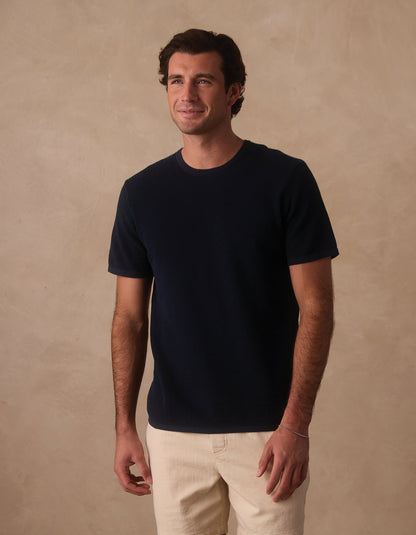 Driftknit Sweater Tee in Navy