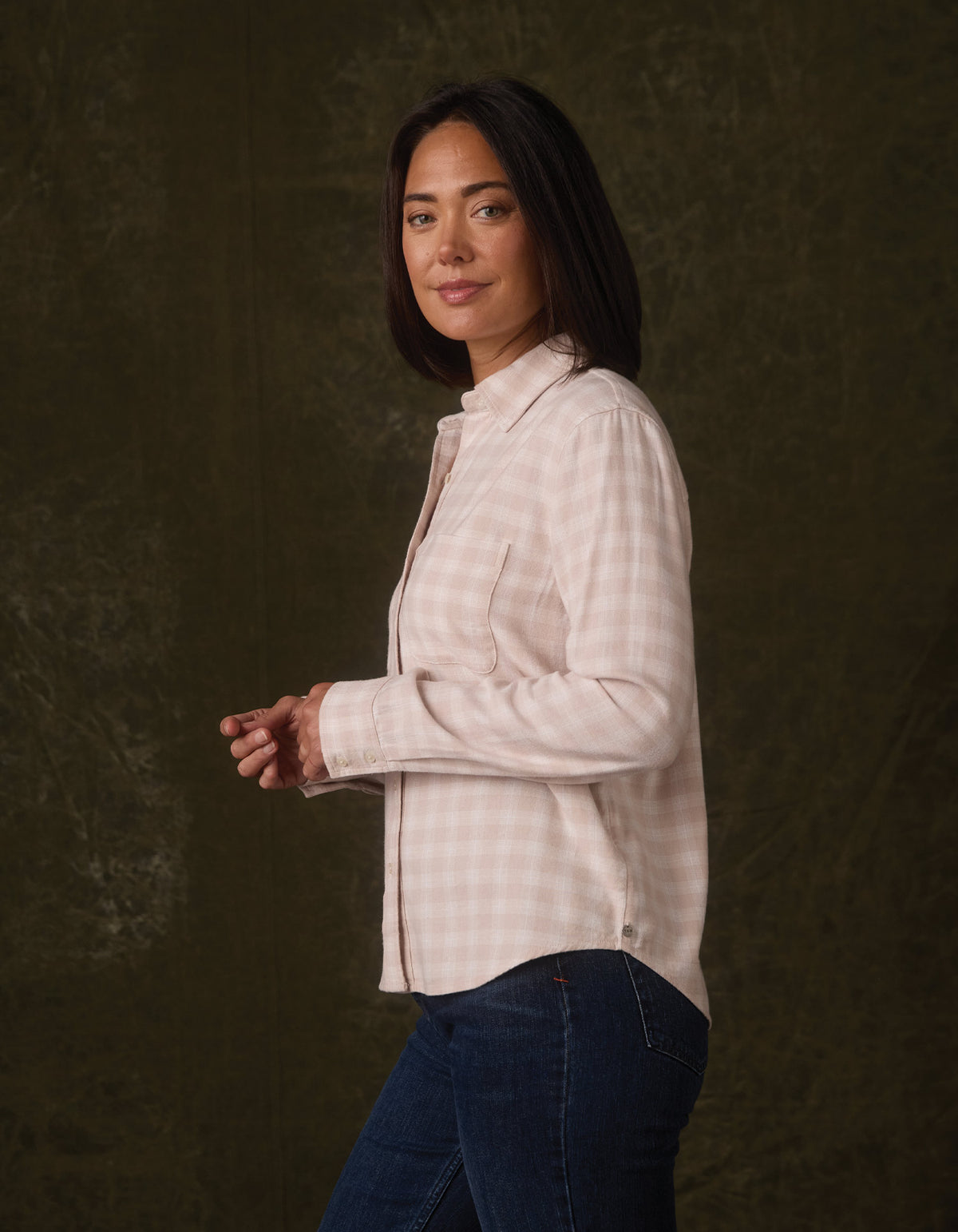 Softloom Flannel Button Up in Oat Plaid