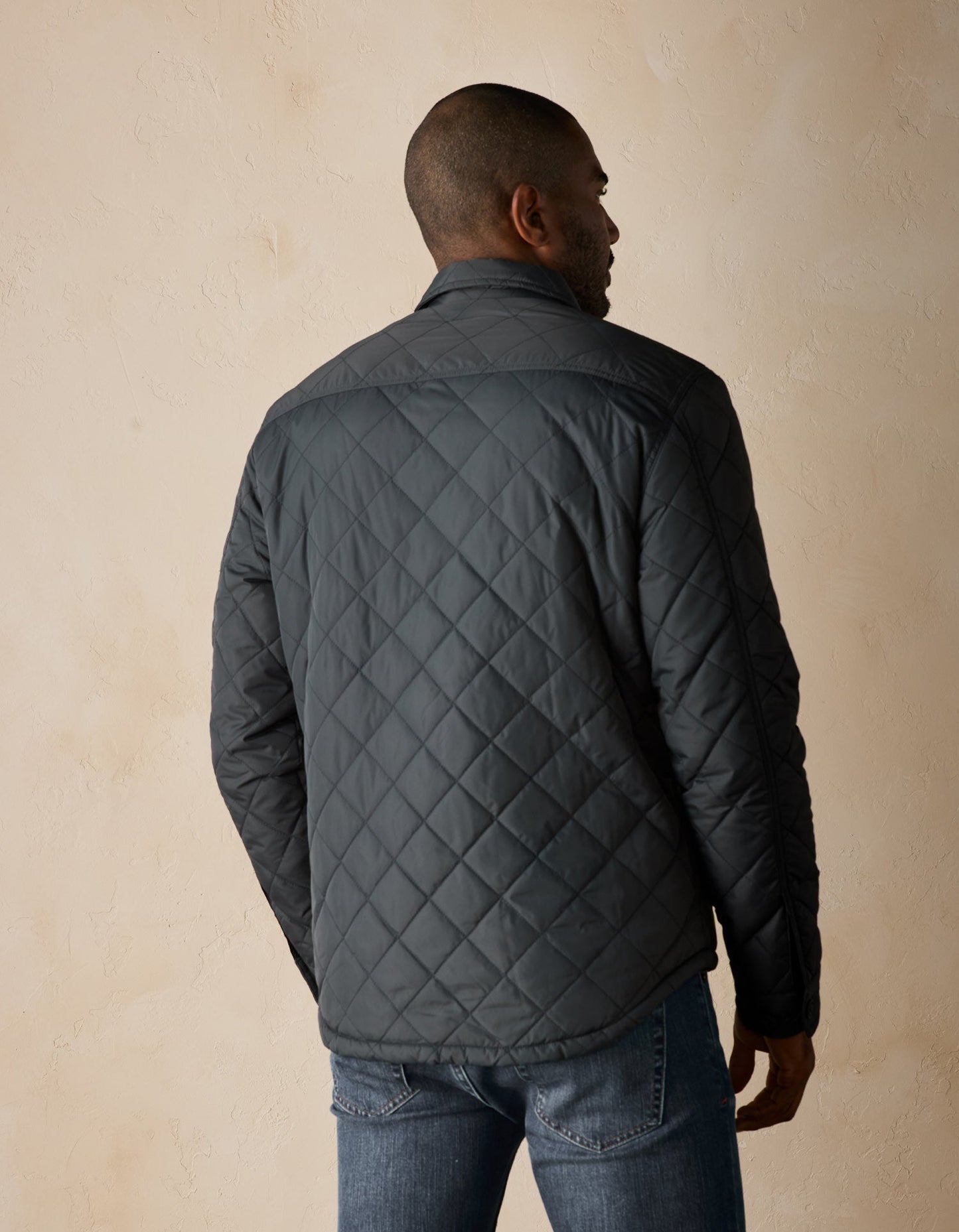 Quilted Sherpa Lined Shacket in Charcoal