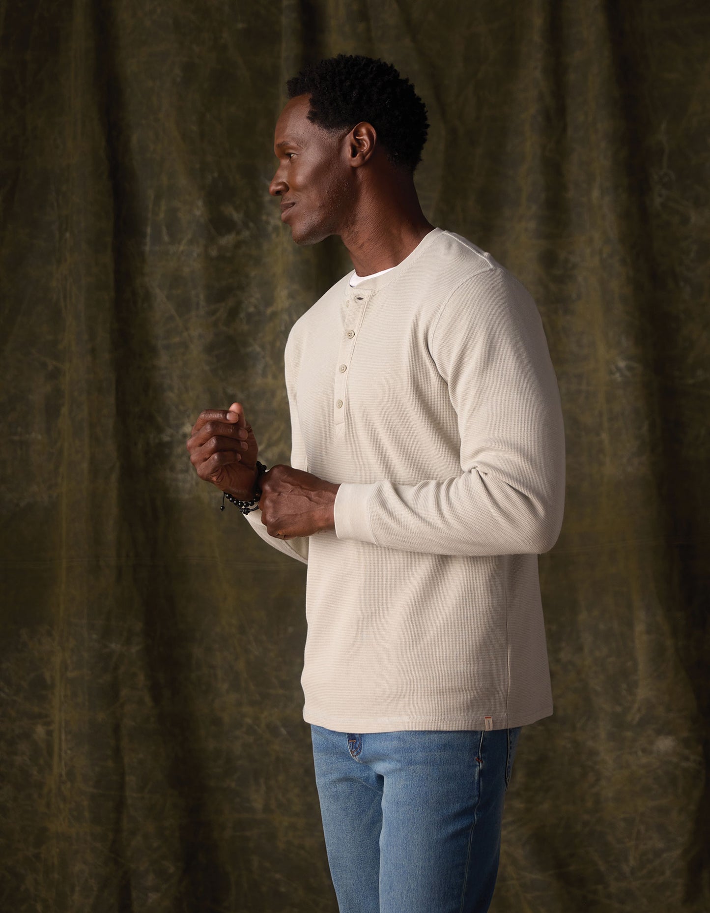 Vintage Thermal Mountain Henley in Limestone