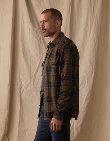 Mountain Textured Overshirt in Olive/Flame Plaid