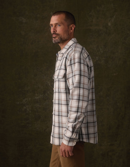 Mountain Textured Overshirt in Winter White Plaid