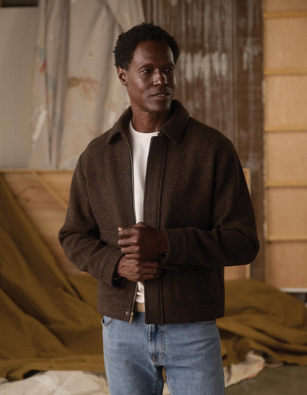 Howie Tweed Jacket in Dark Brown Multi