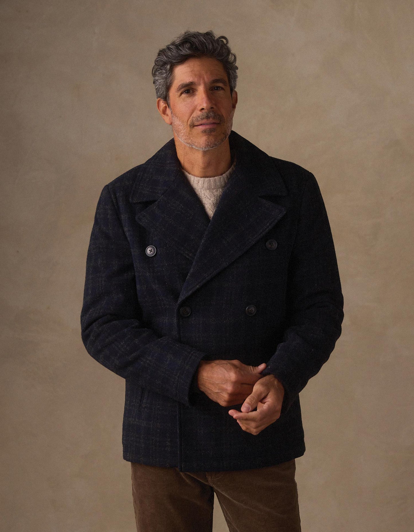 Lan Jacket in Navy Plaid