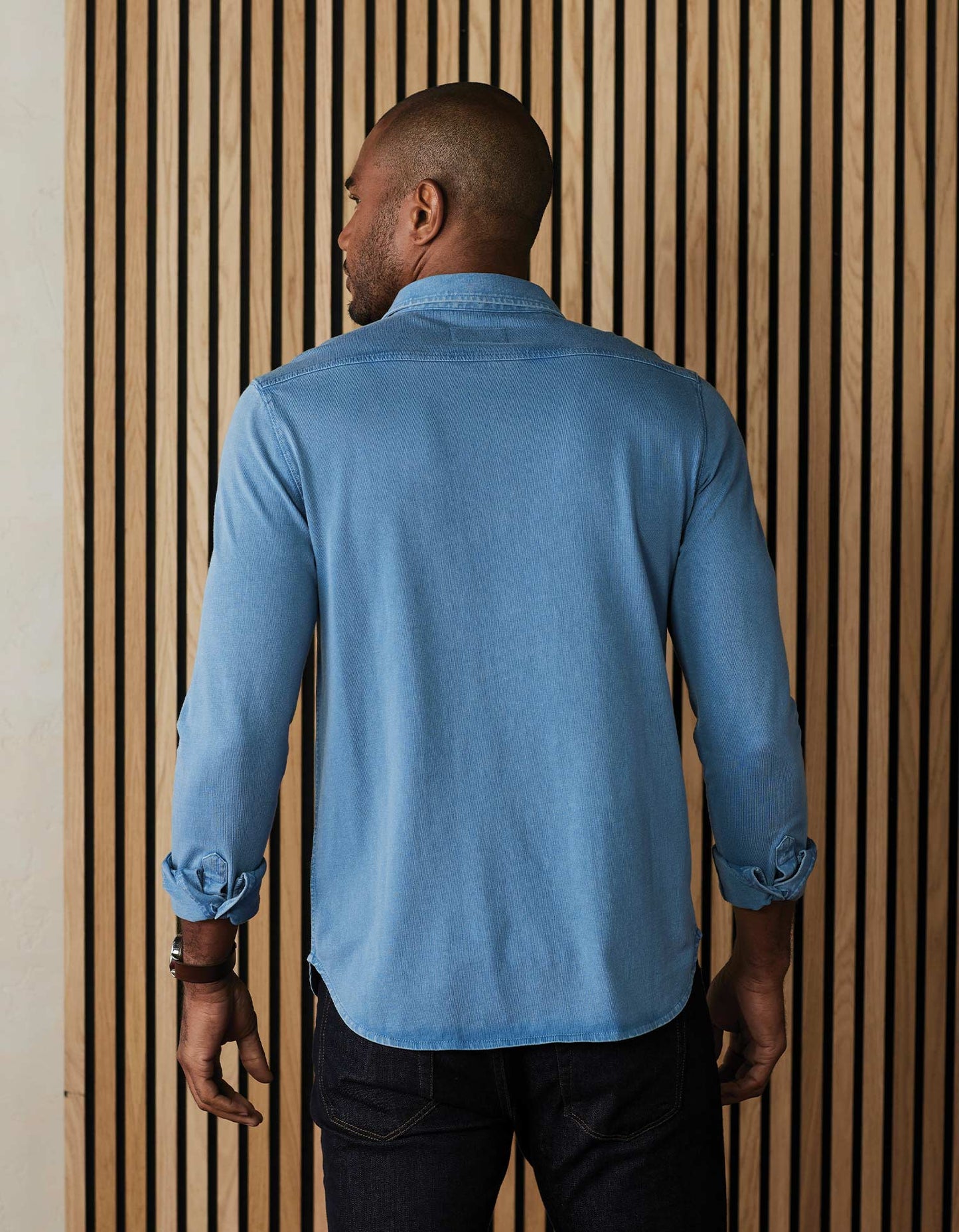 Lennox Jersey Button Up in Slate Blue