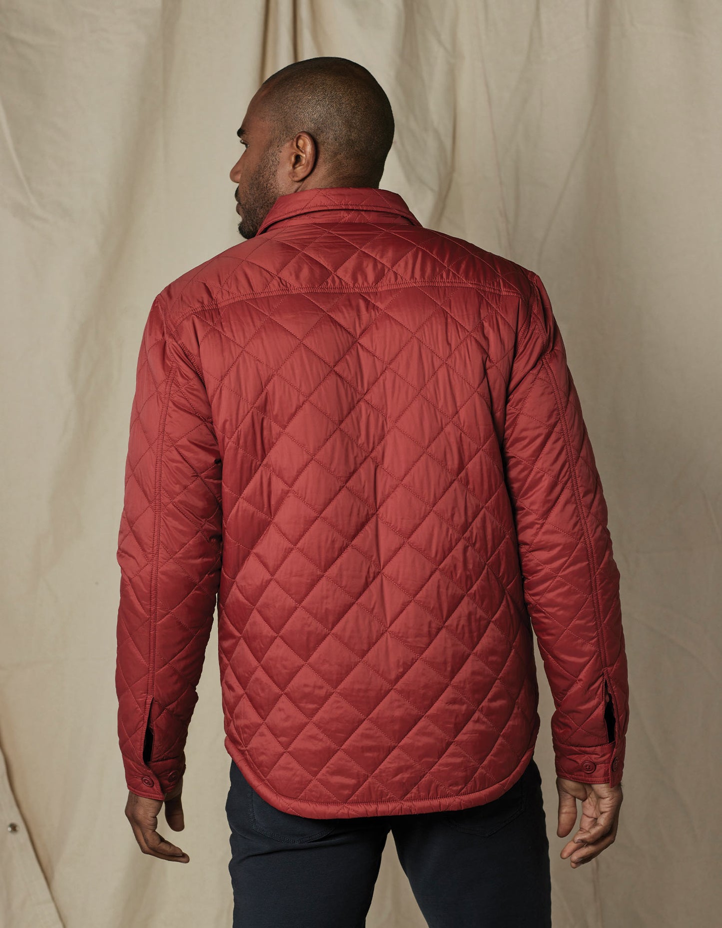 Quilted Sherpa Lined Shacket in Scarlet