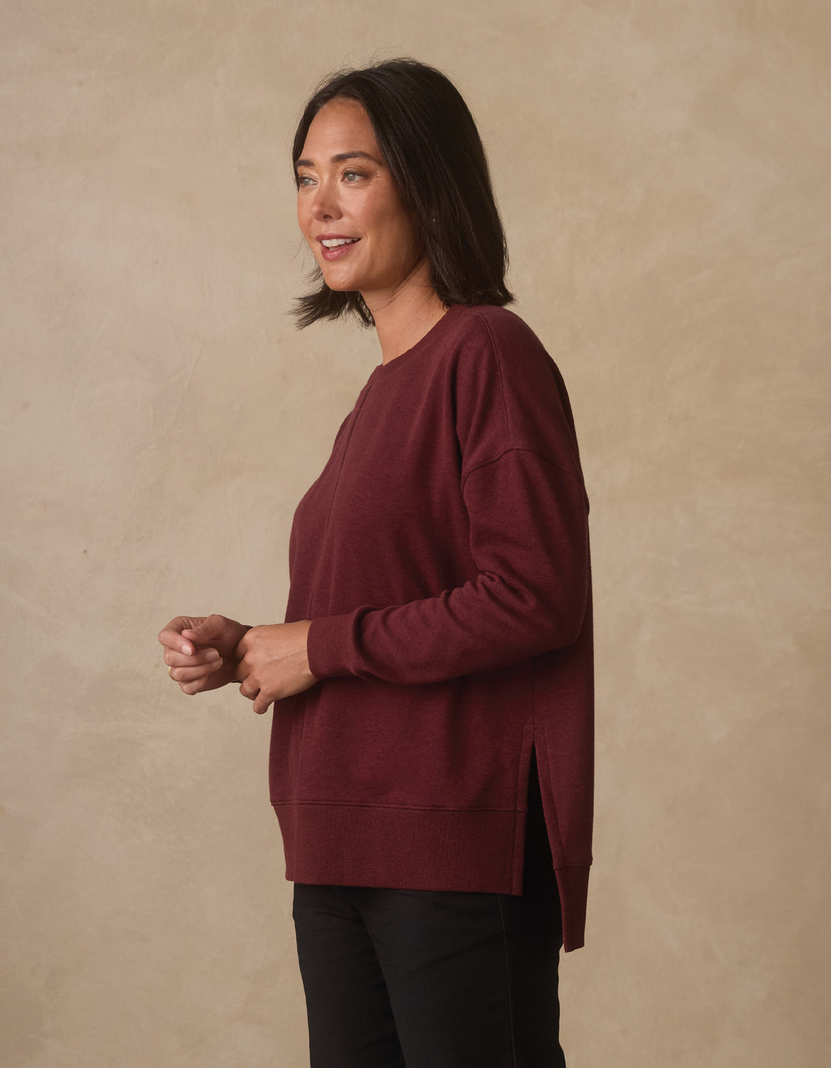 Fleece Puremeso Splitside Pullover in Port Wine