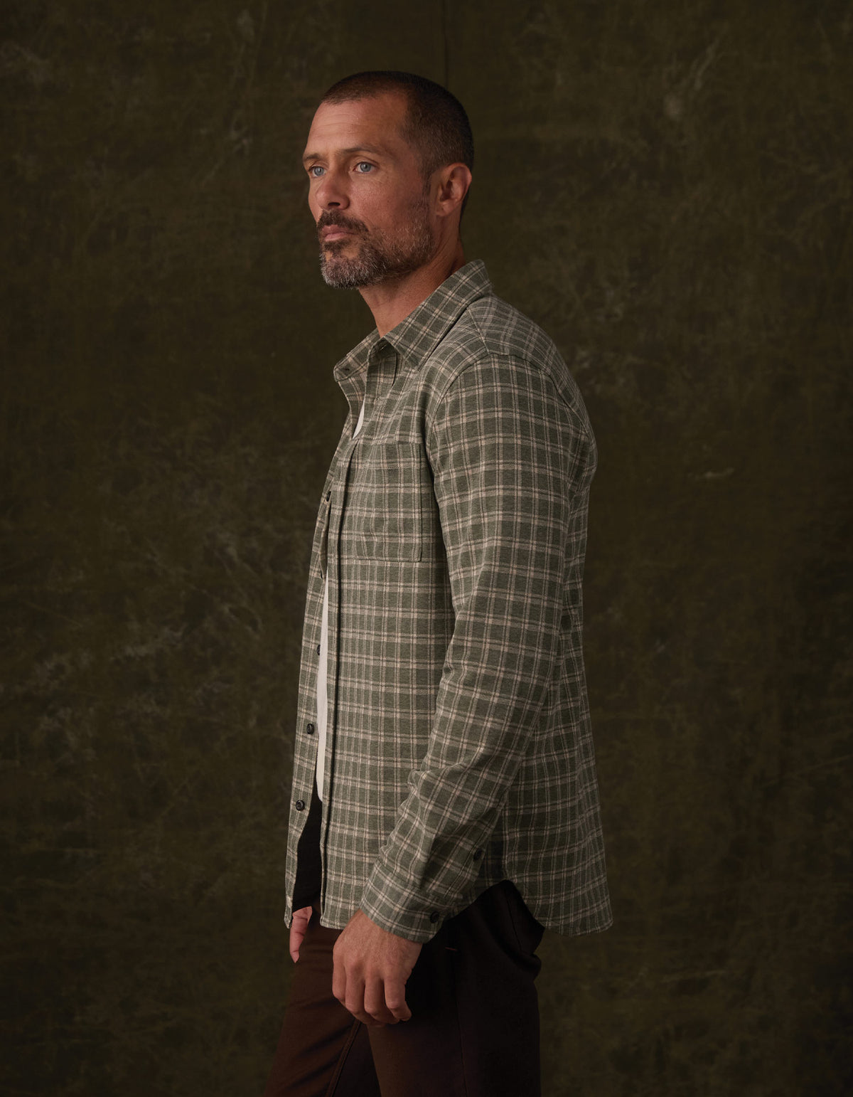 Stratus Knit Button Up in Juniper Plaid