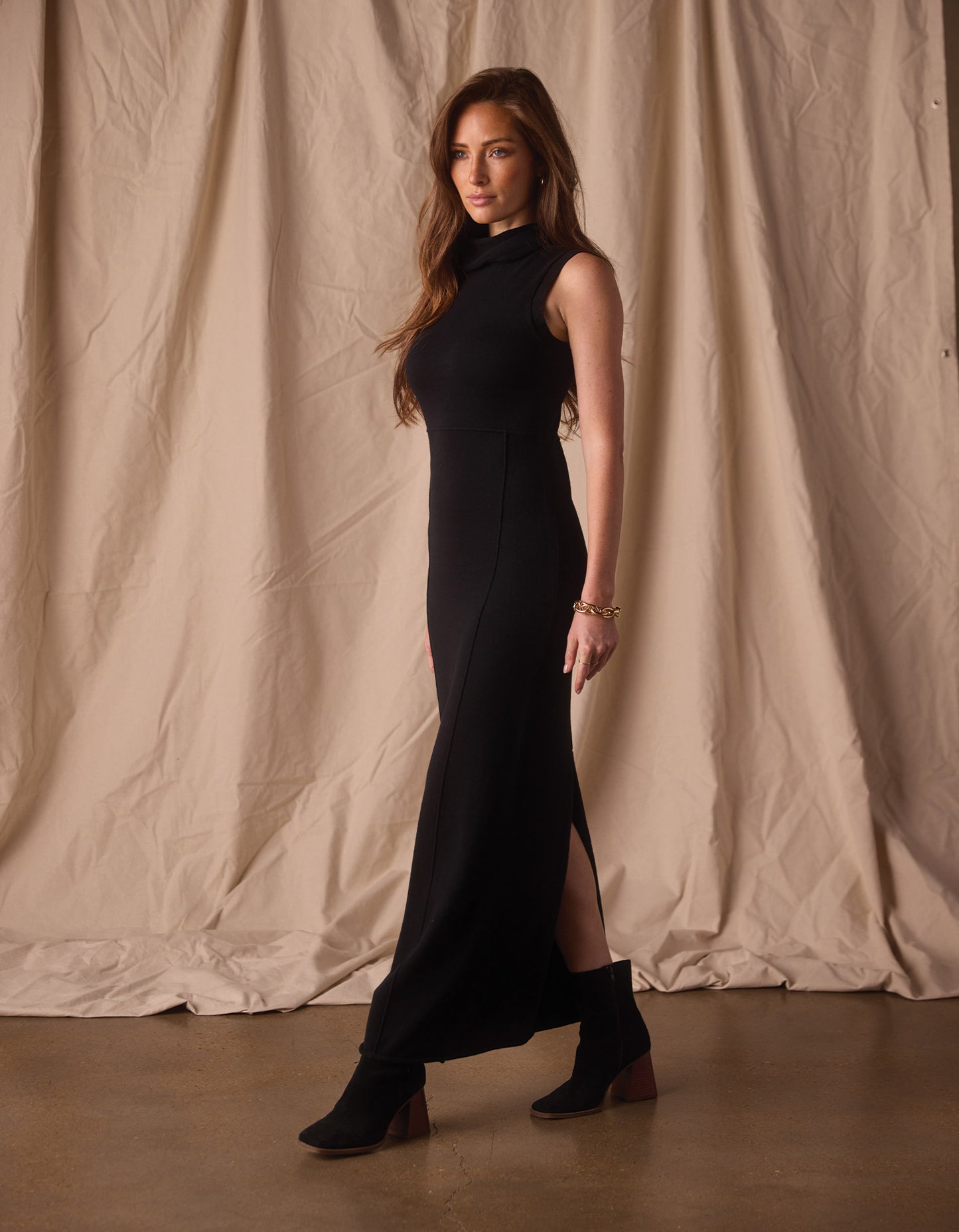 Eloise Column Dress in Black