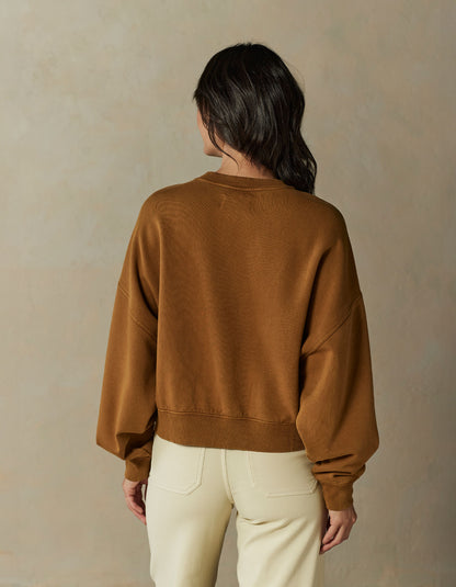 Jackie Premium Fleece Vintage Crewneck in Maple Glaze