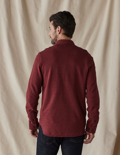 Textured Knit Shirt in Scarlet