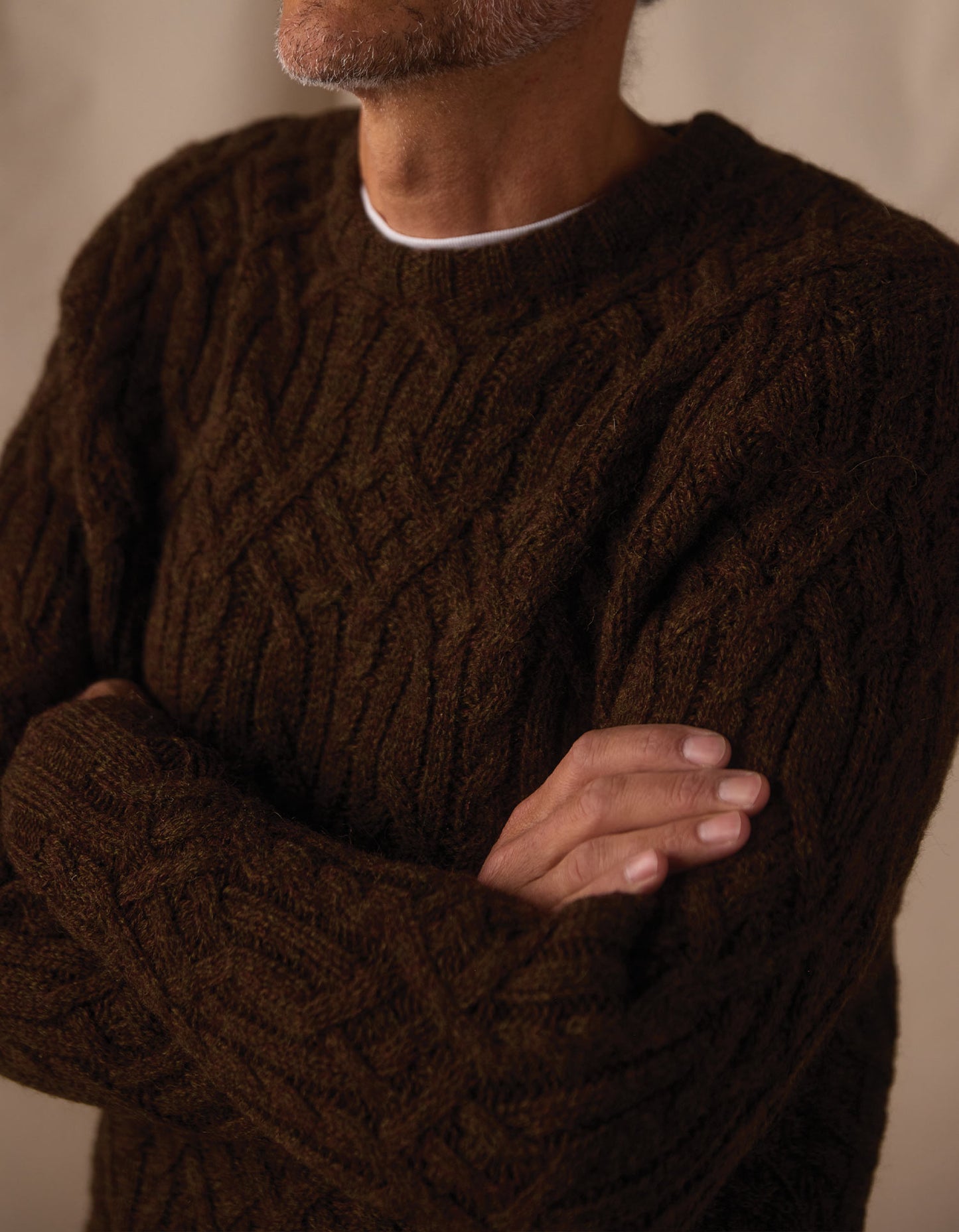 Trellis Cable Pullover in Dark Brown