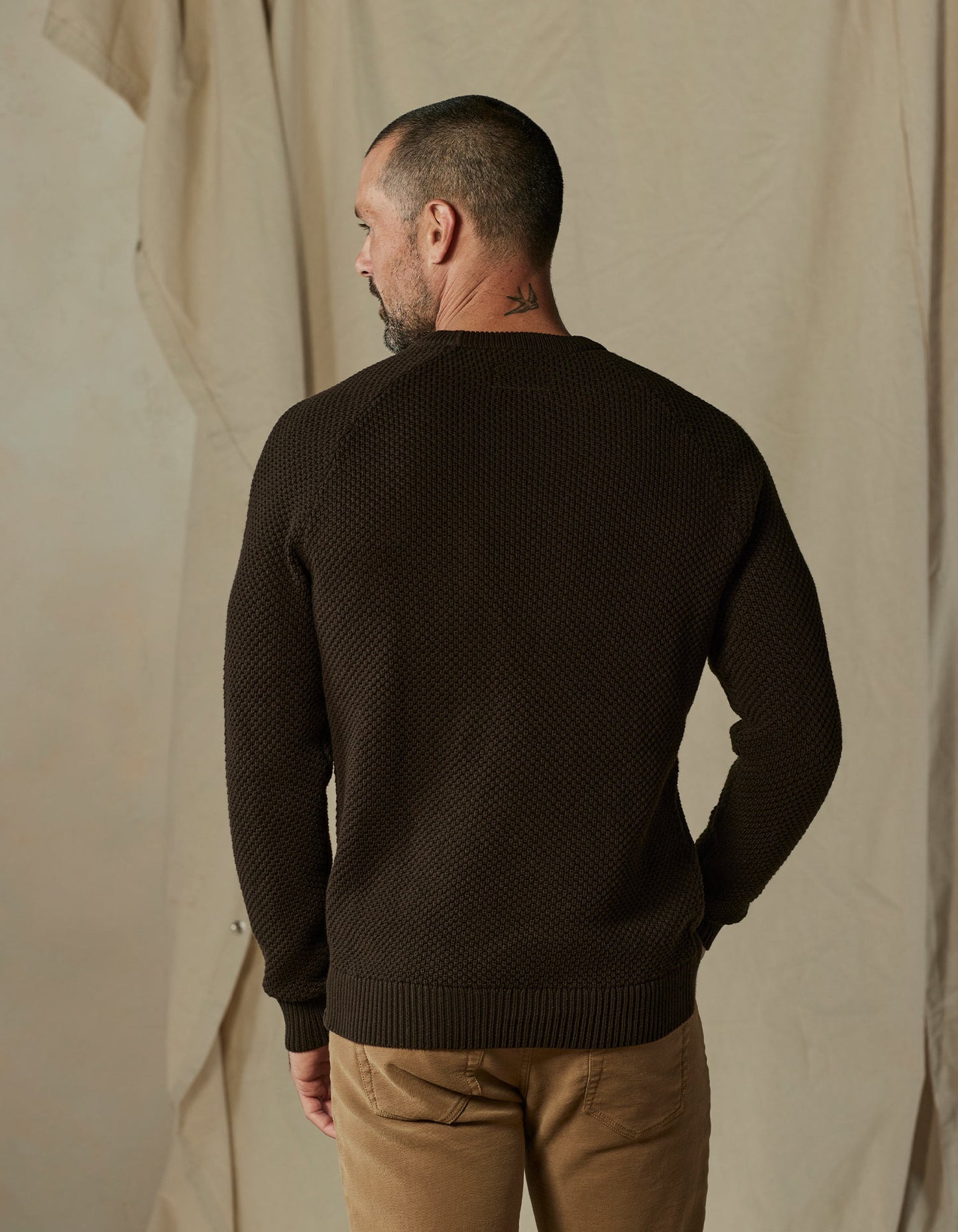 Moss Stitch Crew in Umber